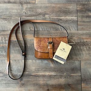 Patricia Nash Crossbody Bag Map Print in Riot Rust